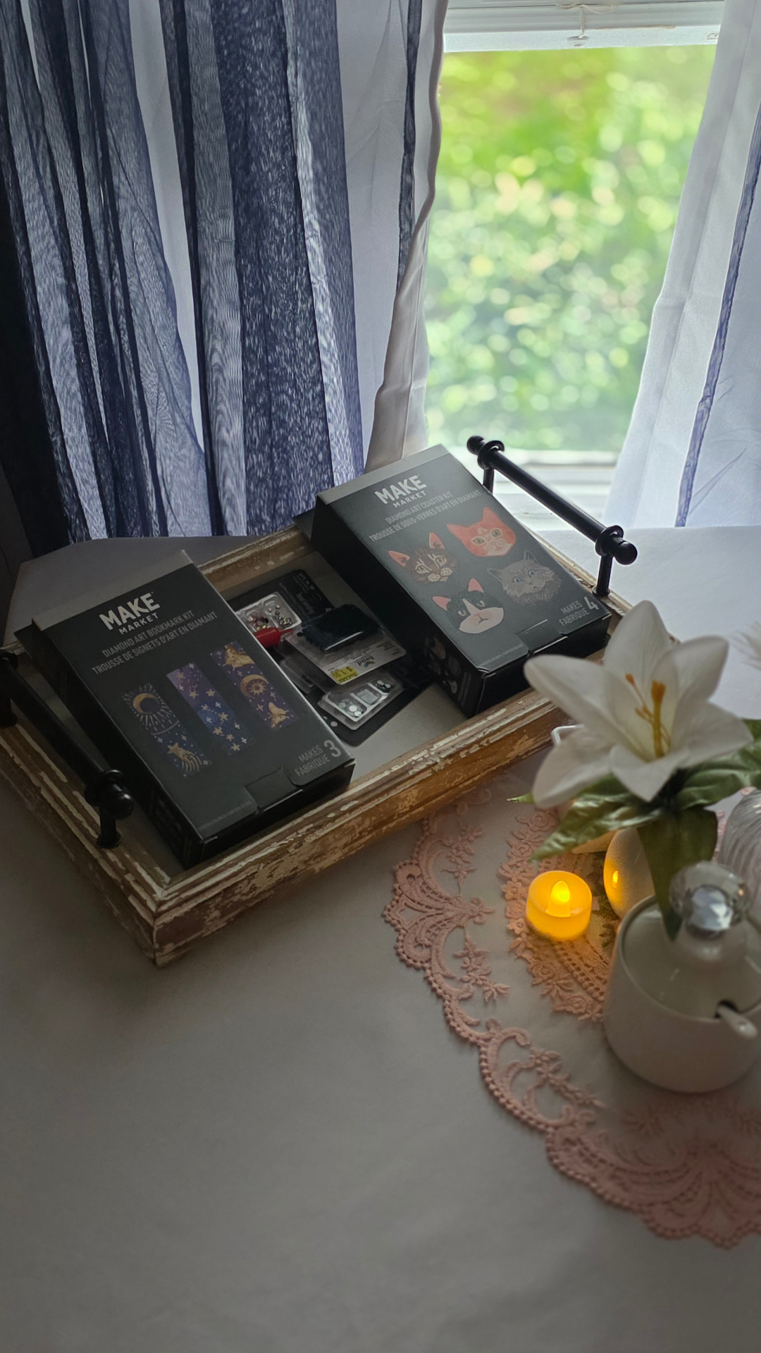 Make Market craft kits by the window